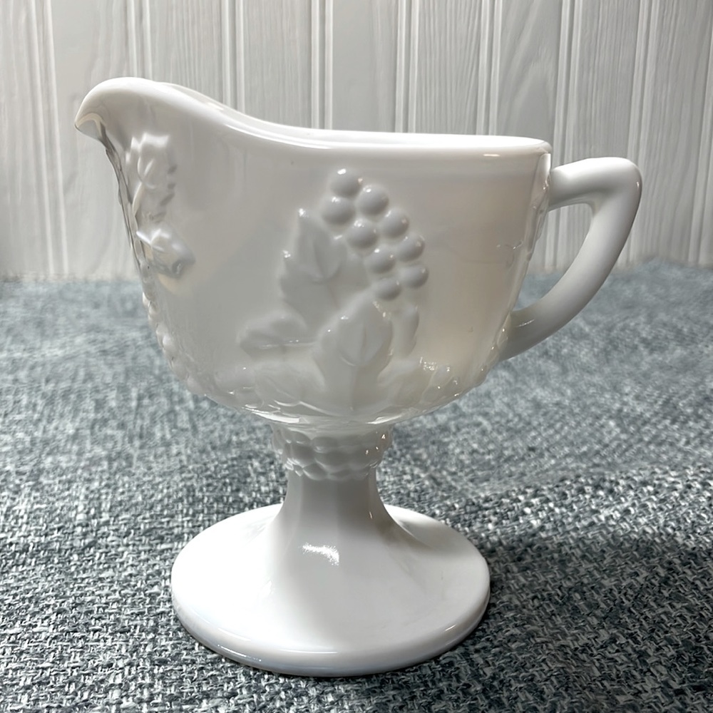 Vintage Colony Harvest Milk Glass Pedestal Creamer -  Pure White